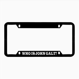 imageWho is John Galt Zinc Metal License Plate Frame Car Auto Tag Holder  Black 4 Holes
