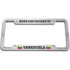 imageSpeedy Pros Born and Raised in Venezuela Zinc Metal License Plate Frame Car Auto Tag Holder  Chrome 4 Holes