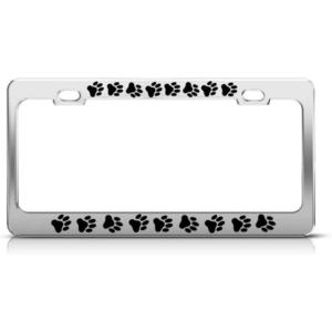 imageMetal License Plate Frame Dog Paw Prints Pets Car Accessories Stainless Steel 2 Holes