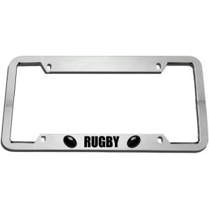 imageRugby Zinc Metal License Plate Frame Car Auto Tag Holder  Chrome 4 Holes