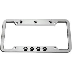 imageSpeedy Pros Dog Paw Print Animal Zinc Metal License Plate Frame Car Auto Tag Holder Chrome 4 Holes