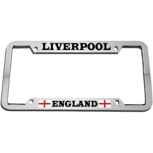 imageSpeedy Pros Liverpool England Zinc Metal License Plate Frame Car Auto Tag Holder  Chrome 4 Holes