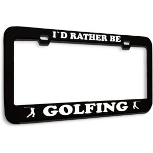 imageSpeedy Pros Metal License Plate Frame Rather Be Golfing Golf Metal Tag Holder Car Accessories Chrome 2 Holes 1 FrameBlack 2 Holes