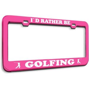 imageSpeedy Pros Metal License Plate Frame Rather Be Golfing Golf Metal Tag Holder Car Accessories Chrome 2 Holes 1 FrameHot Pink 2 Holes