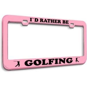 imageSpeedy Pros Metal License Plate Frame Rather Be Golfing Golf Metal Tag Holder Car Accessories Chrome 2 Holes 1 FrameSoft Pink 2 Holes
