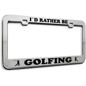 imageSpeedy Pros Metal License Plate Frame Rather Be Golfing Golf Metal Tag Holder Car Accessories Chrome 2 Holes 1 FrameStainless Steel 2 Holes