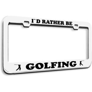imageSpeedy Pros Metal License Plate Frame Rather Be Golfing Golf Metal Tag Holder Car Accessories Chrome 2 Holes 1 FrameWhite 2 Holes