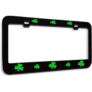 imageSpeedy Pros Metal License Plate Frame Shamrock Green Irish Ireland Metal Tag Holder Car Accessories Black 2 Holes 1 FrameBlack 2 Holes