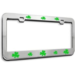imageSpeedy Pros Metal License Plate Frame Shamrock Green Irish Ireland Metal Tag Holder Car Accessories Black 2 Holes 1 FrameChrome 2 Holes