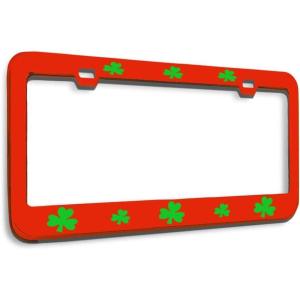 imageSpeedy Pros Metal License Plate Frame Shamrock Green Irish Ireland Metal Tag Holder Car Accessories Black 2 Holes 1 FrameRed 2 Holes