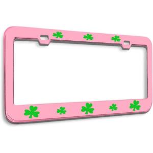 imageSpeedy Pros Metal License Plate Frame Shamrock Green Irish Ireland Metal Tag Holder Car Accessories Black 2 Holes 1 FrameSoft Pink 2 Holes