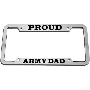 imageSpeedy Pros Proud Army Dad Zinc Metal License Plate Frame Car Auto Tag Holder  Chrome 4 Holes