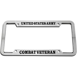 imageSpeedy Pros United States Army Combat Veteran Zinc Metal License Plate Frame Car Auto Tag Holder Chrome 4 Holes