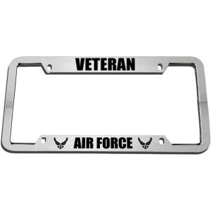 imageSpeedy Pros Veteran Air Force Zinc Metal License Plate Frame Car Auto Tag Holder Chrome 4 Holes