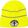 imageCustom Reflective Beanie Chaplain Cross Sign Embroidery AcrylicNeon Yellow