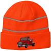 imageCustom Reflective Beanie Snub Nose Tow Truck Embroidery AcrylicNeon Orange