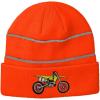 imageCustom Reflective Beanie Yellow Dirt Bike Embroidery AcrylicNeon Orange