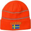 imageReflective Beanie for Men ampamp Women Sweden Sverige Flag Embroidery Acrylic 1 SizeNeon Orange