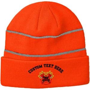 imageCustom Reflective Beanie Fire Fighter Rescue Logo Embroidery AcrylicNeon Orange