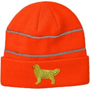 imageCustom Reflective Beanie Golden Retriever Dog C Embroidery Acrylic High Visibility Running Gear Skull Cap for Men ampamp Women Neon Orange Design Only