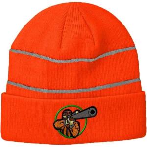 imageCustom Reflective Beanie Hunting Logo Embroidery AcrylicNeon Orange