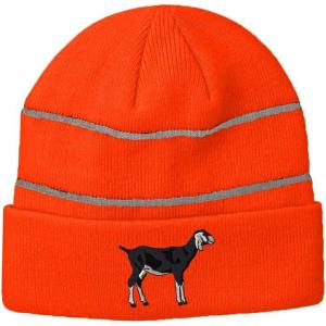 imageCustom Reflective Beanie Nubian Goat A Embroidery AcrylicNeon Orange