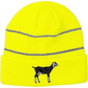 imageCustom Reflective Beanie Nubian Goat A Embroidery AcrylicNeon Yellow