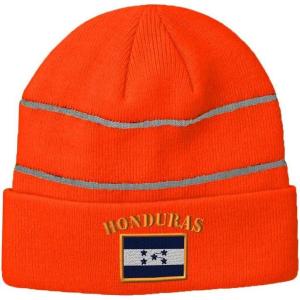 imageReflective Beanie for Men ampamp Women Honduras Flag Embroidery Acrylic High Visibility Running Gear Skull Cap Neon Orange 1 Size