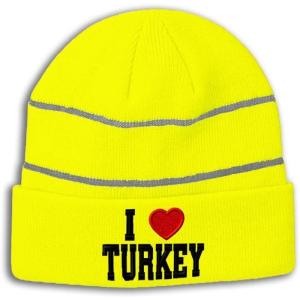 imageReflective Beanie for Men ampamp Women I Love Turkey I Love Acrylic 1 SizeNeon Yellow