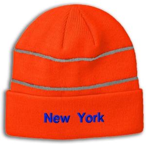 imageReflective Beanie for Men ampamp Women New York Empire State Proud Acrylic 1 SizeNeon Orange