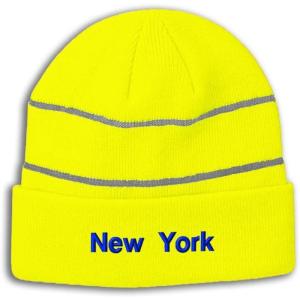 imageReflective Beanie for Men ampamp Women New York Empire State Proud Acrylic 1 SizeNeon Yellow