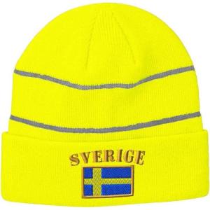 imageReflective Beanie for Men ampamp Women Sweden Sverige Flag Embroidery Acrylic 1 SizeNeon Yellow