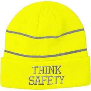imageReflective Beanie for Men ampamp Women Think Safety B Embroidery Acrylic 1 SizeNeon Yellow