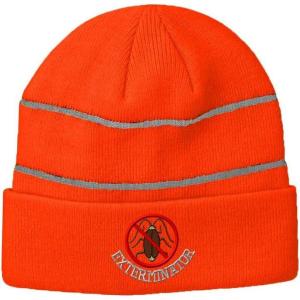 imageSpeedy Pros Reflective Beanie for Men ampamp Women Exterminator A Embroidery 1 SizeNeon Orange
