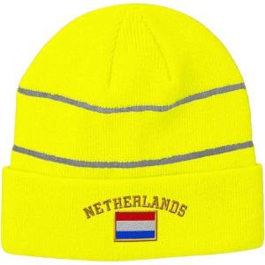 imageSpeedy Pros Reflective Beanie for Men ampamp Women Netherlands Flag Embroidery Acrylic 1 SizeNeon Yellow