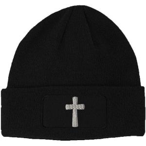 imageCustom Patch Beanie Cone Cross White Embroidery Skull Cap Hats for Men ampamp WomenBlack