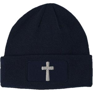 imageCustom Patch Beanie Cone Cross White Embroidery Skull Cap Hats for Men ampamp WomenNavy