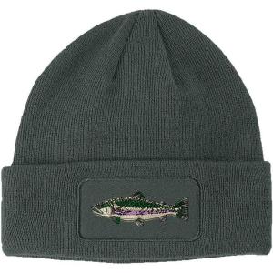 imageCustom Patch Beanie Fish Rainbow Trout Embroidery Skull Cap Hats for Men ampamp WomenDark Grey