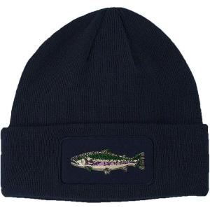 imageCustom Patch Beanie Fish Rainbow Trout Embroidery Skull Cap Hats for Men ampamp WomenNavy