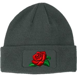imageCustom Patch Beanie Rose Flower A Embroidery Skull Cap Hats for Men ampamp WomenDark Grey