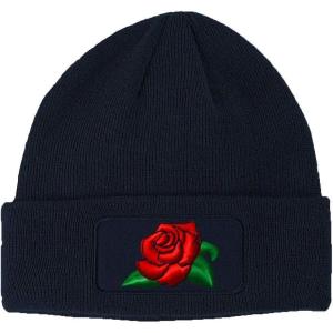 imageCustom Patch Beanie Rose Flower A Embroidery Skull Cap Hats for Men ampamp WomenNavy