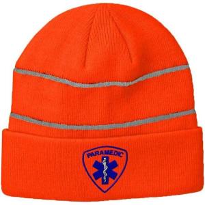 imageCustom Reflective Beanie EMT Paramedic A Embroidery AcrylicNeon Orange