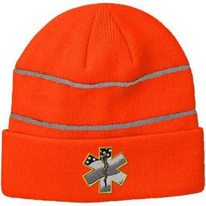 imageCustom Reflective Beanie Paramedic EMT Embroidery AcrylicNeon Orange