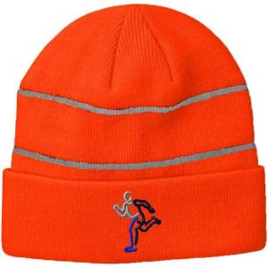 imageCustom Reflective Beanie Track Runner Embroidery AcrylicNeon Orange
