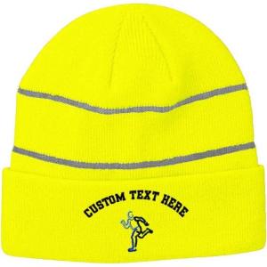 imageCustom Reflective Beanie Track Runner Embroidery AcrylicNeon Yellow