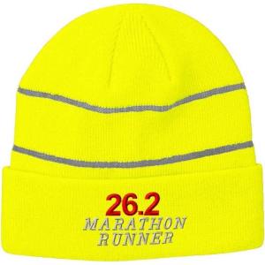 imageReflective Beanie for Men ampamp Women 262 Marathon Runner Run Embroidery 1 SizeNeon Yellow