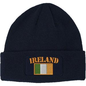 imageSpeedy Pros Patch Beanie for Men ampamp Women Ireland Flag Embroidery Skull Cap Hats 1 SizeNavy