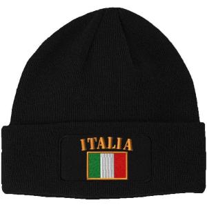 imageSpeedy Pros Patch Beanie for Men ampamp Women Italia Flag Embroidery Skull Cap Hats 1 SizeBlack