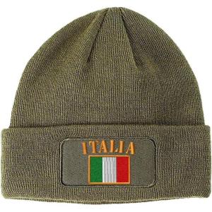 imageSpeedy Pros Patch Beanie for Men ampamp Women Italia Flag Embroidery Skull Cap Hats 1 SizeOlive Green