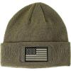 imageCustom Patch Beanie Black White American Flag Embroidery AcrylicOlive Green